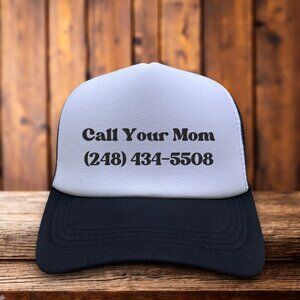 Call Your Mom Mens Trucker Hat Black Rick Astley Rick Roll Prank Baseball Cap